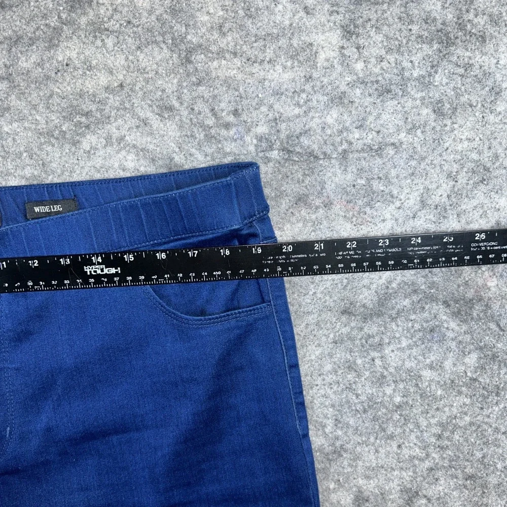 Susan Graver Wide-Leg Jeans‎ Women's 18W Blue Dip-Dye Soft Stretch Pull-On Artsy